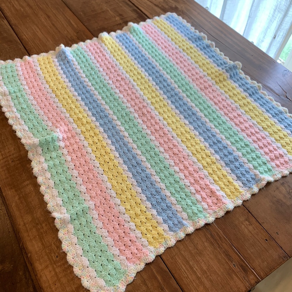 Pastel Rainbow Baby Blanket Crochet Afghan